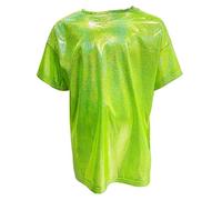 ZUYPSK Kinder Jungen Mädchen Metallic T-Shirt Lockeres Oberteil Kurzarm Paillettiertes Performance-Party-Jazz-Tanz-T-Shirt (DE/NL/SE/PL, Numerisch, 122, Regular, Grün)