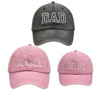 ZUYYON 3 Stück Eltern-Kind-Baseballmützen, verstellbar, für Mama, Vater, Mini-Tochter, Sohn, bestickte Kappe, passende Retro-Familienhüte, Schwarz/Rosa, Einheitsgre
