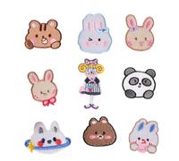 ZwaitL Aufnäher zum Aufbügeln, Motiv: Cartoon-Panda, 9 Stück, Tier-Reparaturflicken, Kaninchen, Stickapplikation für Kleidung, Tasche