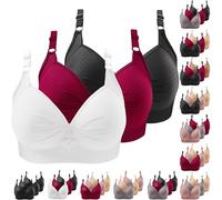 ZWDC 3er Pack BHS Damen Ohne Buegel Vollschalen Bequem Guter Halt Große Brüste Wirefree Super Push Up BH Gegen Hängebrust Brüste Klassische-BH Minimizer Bra