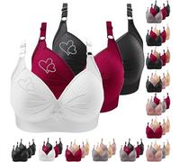 ZWDC 3er Pack BHS Damen Ohne Buegel Vollschalen Bequem Guter Halt Große Brüste Wirefree Super Push Up BH Gegen Hängebrust Brüste Klassische-BH Minimizer Bra