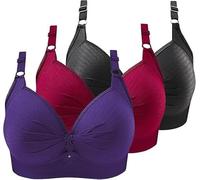 ZWDC 3er Pack BHS Damen Ohne Buegel Vollschalen Bequem Guter Halt Große Brüste Wirefree Super Push Up BH Gegen Hängebrust Brüste Klassische-BH Minimizer Bra