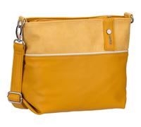Zwei Damen Umhängetasche JANA J8 Crossbody Bag 3 Liter Bicolor Handtasche im Canvas-Stil, weiches Kunstleder, ideal für den Alltag, inkl. 2 abnehmbare Schultergurte kurz & lang (sunny)