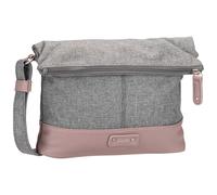 Zwei Damen Rolltop-Handtasche Olli OT6 Umhängetasche 2/4 Liter klassische Crossbody Bag wasserabweisend robust strapazierfähig Bicolor Design Schultertasche, hochwertig verarbeitet (powder)