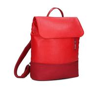 Zwei Damen City-Rucksack Jana JR13 Damenrucksack 7 Liter, sportlich-eleganter Look bicolor, DIN-A4 Größe, weiches Kunstleder, Rückenpolsterung, Hauptfach mit Reißverschluss (cherry)