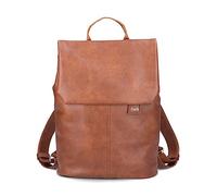 Zwei Damen City-Rucksack Mademoiselle.M MR13 Tagesrucksack 7 Liter, gepolstertes Laptopfach, Magnet-Verschlussklappe, Hauptfach mit Reißverschluss, Rückenpolsterung, klassisch-elegant (cognac)