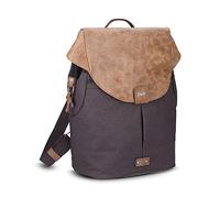 Zwei Damen City-Rucksack Olli O12 Rucksack (7 L) im Retro-Look mit Blumenanhänger im Canvas-Style mit Lederoptik, Hauptfach mit Reißverschluss, gepolstertes Laptopfach, wasserabweisend (night)
