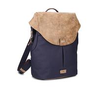 Zwei Damen City-Rucksack Olli O12 Rucksack (7 L) im Retro-Look mit Blumenanhänger im Canvas-Style mit Lederoptik, Hauptfach mit Reißverschluss, gepolstertes Laptopfach, wasserabweisend (ink)