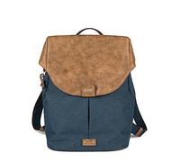 Zwei Damen City-Rucksack Olli O12 Rucksack (7 L) im Retro-Look mit Blumenanhänger im Canvas-Style mit Lederoptik, Hauptfach mit Reißverschluss, gepolstertes Laptopfach, wasserabweisend (blue)