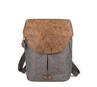 Zwei Damen City-Rucksack Olli O12 Rucksack (7 L) im Retro-Look mit Blumenanhänger im Canvas-Style mit Lederoptik, Hauptfach mit Reißverschluss, gepolstertes Laptopfach, wasserabweisend (stone)