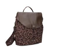 Zwei Damen City-Rucksack Olli OR8 kleiner Rucksack 5 Liter Lederoptik im Vintage-Style robust strapazierfähig wasserabweisend Hauptfach mit Reißverschluss (leo-brown)