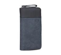 Zwei Damen Geldbörse Eva EV2 langes Portemonnaie 15 Kartenfächer, Sichtfach, 2 Scheinfächer, Geldbeutel mit Münzfach & umlaufenden Reißverschluss, weiches Kunstleder in Bicolor (Nubuk-Blue)