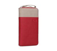 Zwei Damen Geldbörse Eva EV2 langes Portemonnaie 15 Kartenfächer, Sichtfach, 2 Scheinfächer, Geldbeutel mit Münzfach & umlaufenden Reißverschluss, weiches Kunstleder in Bicolor (Lipstick)