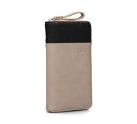 Zwei Damen Geldbörse Eva EV2 langes Portemonnaie 15 Kartenfächer, Sichtfach, 2 Scheinfächer, Geldbeutel mit Münzfach & umlaufenden Reißverschluss, weiches Kunstleder in Bicolor (Cappuccino)