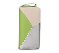 Zwei Damen Geldbörse JANA J2 Wallet 20 x 11 cm hochwertiges Kunstleder im Tricolor-Design, Portemonnaie mit 12 Kartenfächern, Münzfach, Sichtfach für Ausweise, mit umlaufenden Reißverschluss (Kiwi)