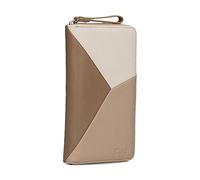 Zwei Damen Geldbörse JANA J2 Wallet 20 x 11 cm hochwertiges Kunstleder im Tricolor-Design, Portemonnaie mit 12 Kartenfächern, Münzfach, Sichtfach für Ausweise, mit umlaufenden Reißverschluss (Hazel)