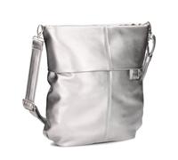 Zwei Damen Handtasche Mademoiselle.M M12 Umhängetasche 7 Liter Crossbody Bag, Schultertasche in DIN-A4-Größe, Schlüsselring, Geheimfach, inkl. extra kurzen abnehmbaren Schultergurt (silver)