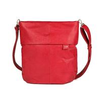 Zwei Damen Handtasche Mademoiselle.M M12 Umhängetasche 7 Liter Crossbody Bag, Schultertasche in DIN-A4-Größe, Schlüsselring, Geheimfach, inkl. extra kurzen abnehmbaren Schultergurt (red)