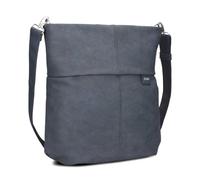 Zwei Damen Handtasche Mademoiselle.M M140 Umhängetasche 12 Liter klassische Crossbody Bag aus weichem Kunstleder, DIN-A4 passend, große Tasche für die Arbeit, Büro oder Uni (nubuk-blue)