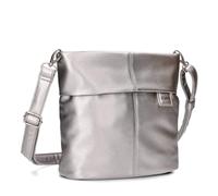 Zwei Damen Handtasche Mademoiselle.M M8 Umhängetasche 3 Liter klassische Crossbody Bag aus weichem Kunstleder mit Kragen & Hauptfach mit Reißverschluss (silver)