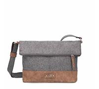 Zwei Damen Handtasche Olli OT6 erweiterbare Umhängetasche 2/4 Liter Crossbody Bag wasserabweisend robust strapazierfähig Canvas-Stil Vintage-Look (stone)