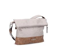 Zwei Damen Handtasche Olli OT6 erweiterbare Umhängetasche 2/4 Liter Crossbody Bag wasserabweisend robust strapazierfähig Canvas-Stil Vintage-Look (creme)