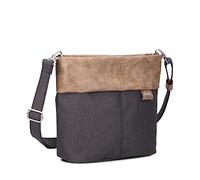 Zwei Damen Handtasche Olli OT8 Umhängetasche 3 Liter klassische Crossbody Bag wasserabweisend robust strapazierfähig Bicolor Design Schultertasche inkl. 2 Schultergurte kurz & lang (night)