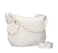 Zwei Damen Puffer Shoppertasche HANNAH HA140 mit Blumen- & Kettenanhänger, 7 Liter Volumen, Schultertasche mit verstellbarem Trageriemen, recyceltes Polyester (off-white) (Cream White)