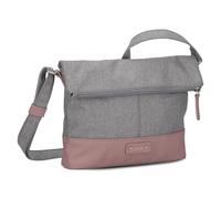 Zwei Damen Rolltop-Handtasche Olli OT6 Umhängetasche 2/4 Liter klassische Crossbody Bag wasserabweisend robust strapazierfähig Bicolor Design Schultertasche, hochwertig verarbeitet (powder)