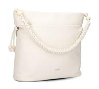 Zwei Damen Schultertasche Perla PE140 Shopper 12 Liter Perlen-Verzierung geflochtener Makramee-Tragegurt + langer Schultergurt + Schlüsselband (off-white)