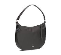 Zwei Damen Schultertasche Yuna YU110 Moon-Bag 6 Liter klassisch elegante Hobo-Bag mit Blümchen-Anhänger und Schlüsselband, innen 3 Fächer, extra langes Zipper-Band, hochwertiges Kunstleder (stone)