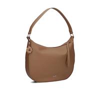Zwei Damen Schultertasche Yuna YU110 Moon-Bag 6 Liter klassisch elegante Hobo-Bag mit Blümchen-Anhänger und Schlüsselband, innen 3 Fächer, extra langes Zipper-Band, hochwertiges Kunstleder (hazel)