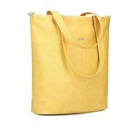 Zwei Damen Shopper Mademoiselle.M M145 große Schultertasche 10 Liter Tote Bag aus wasserabweisendem Kunstleder inkl. zusätzlicher langer Schultergurt als Umhängetasche zu tragen (lemon)