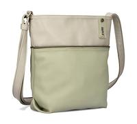 Zwei Damen Umhängetasche JANA J10 Crossbody Bag 5 Liter Handtasche im Canvas-Stil im Bicolor-Design + passender Kosmetikbeutel/Geldbeutel gratis (jade)