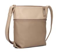 Zwei Damen Umhängetasche JANA J10 Crossbody Bag 5 Liter Handtasche im Canvas-Stil im Bicolor-Design + passender Kosmetikbeutel/Geldbeutel gratis (hazel)