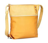 Zwei Damen Umhängetasche JANA J10 Crossbody Bag 5 Liter Handtasche im Canvas-Stil im Bicolor-Design + passender Kosmetikbeutel/Geldbeutel gratis (sunny)