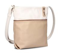 Zwei Damen Umhängetasche JANA J10 Crossbody Bag 5 Liter Handtasche im Canvas-Stil im Bicolor-Design + passender Kosmetikbeutel/Geldbeutel gratis (oat)