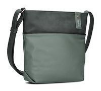 Zwei Damen Umhängetasche JANA J10 Crossbody Bag 5 Liter Handtasche im Canvas-Stil im Bicolor-Design + passender Kosmetikbeutel/Geldbeutel gratis (eucalyptus)