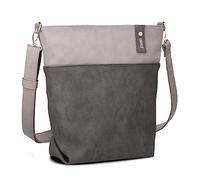 Zwei Damen Umhängetasche Jana J12 Crossbody Bag 9 L Handtasche Bicolor Canvas-Stil passender Kosmetikbeutel extra Schultergurt & Schlüsselband, Schultertasche DIN-A4 passend (nubuk-stone)