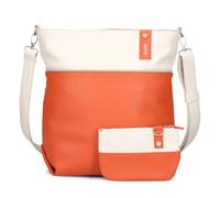 Zwei Damen Umhängetasche Jana J12 Crossbody Bag 9 L Handtasche Bicolor Canvas-Stil passender Kosmetikbeutel extra Schultergurt & Schlüsselband, Schultertasche DIN-A4 passend (papaya)