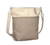 Zwei Umhängetasche Jana J12 Damen Crossbody 9L Bicolor Canvas-Stil mit Kosmetiktasche nubuk-cappuccino
