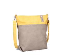 Zwei Damen Umhängetasche Jana J12 Crossbody Bag 9 L Handtasche Bicolor Canvas-Stil passender Kosmetikbeutel extra Schultergurt & Schlüsselband, Schultertasche DIN-A4 passend (lemon)