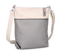Zwei Damen Umhängetasche Jana J12 Crossbody Bag 9 L Handtasche Bicolor Canvas-Stil passender Kosmetikbeutel extra Schultergurt & Schlüsselband, Schultertasche DIN-A4 passend (foggy)