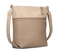 Zwei Damen Umhängetasche Jana J12 Crossbody Bag 9 L Handtasche Bicolor Canvas-Stil passender Kosmetikbeutel extra Schultergurt & Schlüsselband, Schultertasche DIN-A4 passend (hazel)