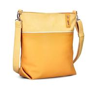 Zwei Damen Umhängetasche Jana J12 Crossbody Bag 9 L Handtasche Bicolor Canvas-Stil passender Kosmetikbeutel extra Schultergurt & Schlüsselband, Schultertasche DIN-A4 passend (sunny)