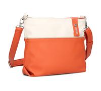 Zwei Damen Umhängetasche JANA J8 Crossbody Bag 3 Liter Bicolor Handtasche im Canvas-Stil, weiches Kunstleder, ideal für den Alltag, inkl. 2 abnehmbare Schultergurte kurz & lang (papaya)