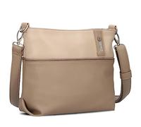 Zwei Damen Umhängetasche JANA J8 Crossbody Bag 3 Liter Bicolor Handtasche im Canvas-Stil, weiches Kunstleder, ideal für den Alltag, inkl. 2 abnehmbare Schultergurte kurz & lang (hazel)