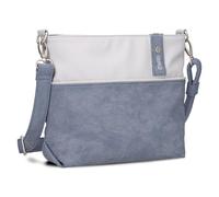 Zwei Damen Umhängetasche JANA J8 Crossbody Bag 3 Liter Bicolor Handtasche im Canvas-Stil, weiches Kunstleder, ideal für den Alltag, inkl. 2 abnehmbare Schultergurte kurz & lang (nubuk-sky)