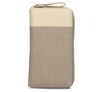 Zwei Damen Geldbörse Eva EV2 langes Portemonnaie 15 Kartenfächer, Sichtfach, 2 Scheinfächer, Geldbeutel mit Münzfach & umlaufenden Reißverschluss, weiches Kunstleder in Bicolor (Nubuk-Cappuccino)