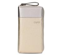 Zwei Damen Geldbörse Eva EV2 langes Portemonnaie 15 Kartenfächer, Sichtfach, 2 Scheinfächer, Geldbeutel mit Münzfach & umlaufenden Reißverschluss, weiches Kunstleder in Bicolor (Gold)